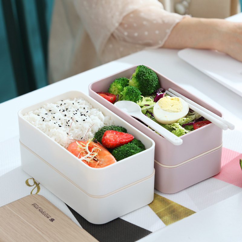 Premium Bento Lunch Box in Modern Colors - 2 Compartments, Leak-proof - Includes Divider, Cutlery & Chopsticks - Japanese Bento Box for Adults & Kids - Zero Waste & Food-Safe