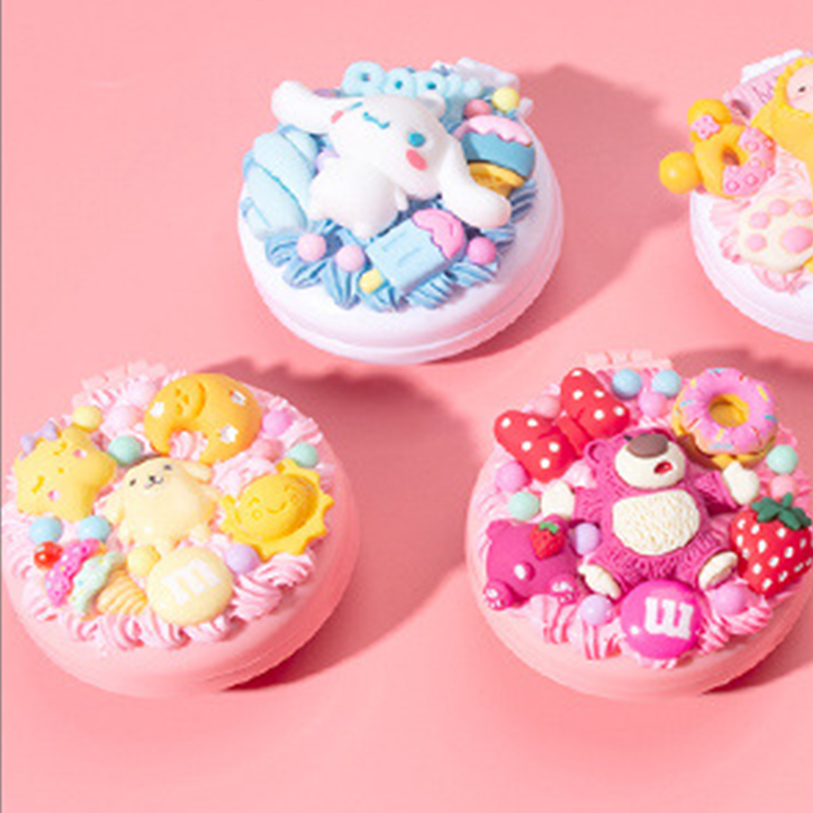 Cartoon Cute Super Cute Mirror Comb One Piece Mini Portable Portable Air Cushion Airbag Comb Cream Gel Comb One Piece Mirror Material Package DIY Material Makeup Mirror