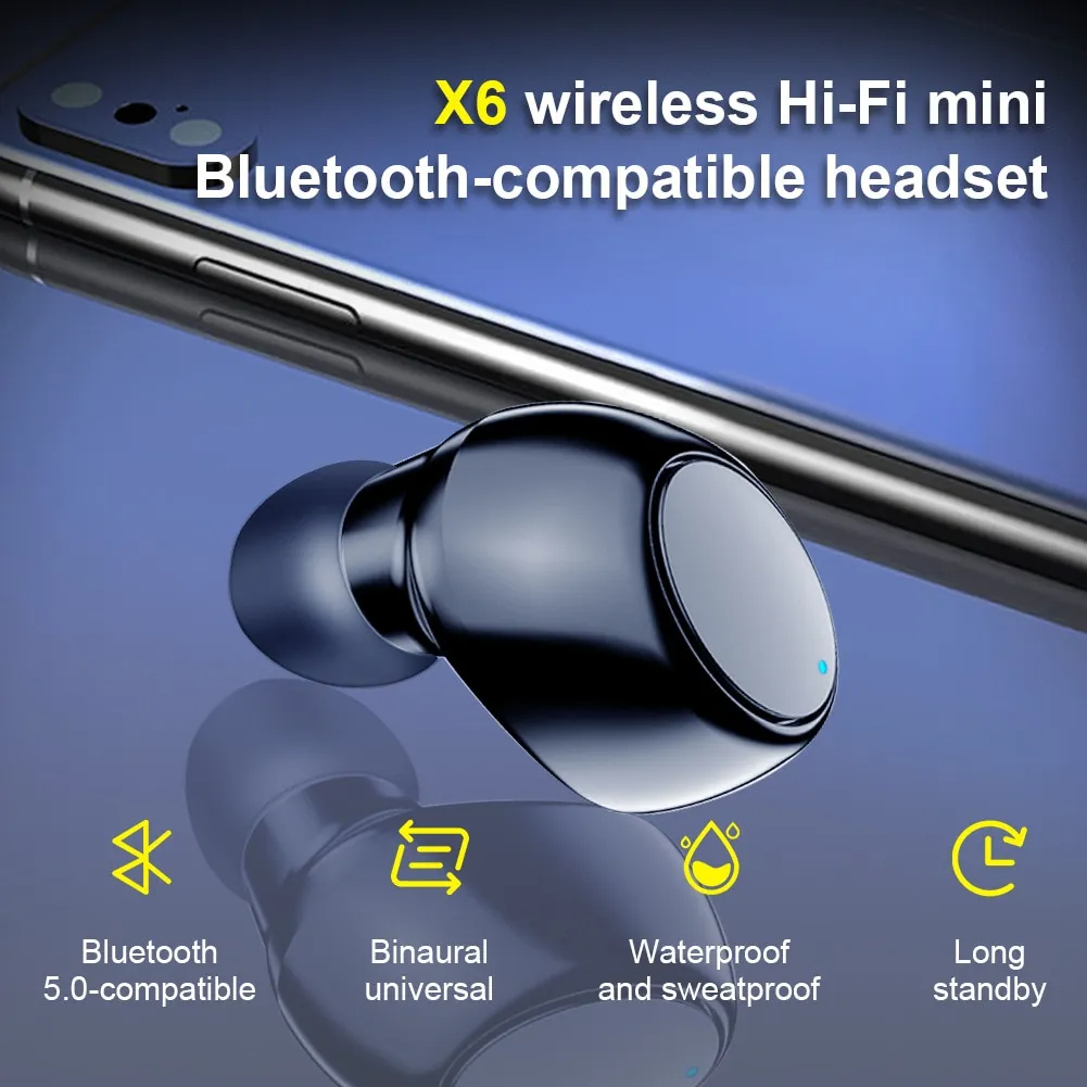 X6 Sports Invisible Earphone Car Single Ear In Ear 5.0 Small Earphone With Microphone Single Sided Earphone Mini Bluetooth