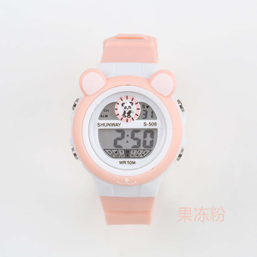 New stock panda cartoon children's electronic watch student party waterproof night light multifunctional alarm clock electronic watch