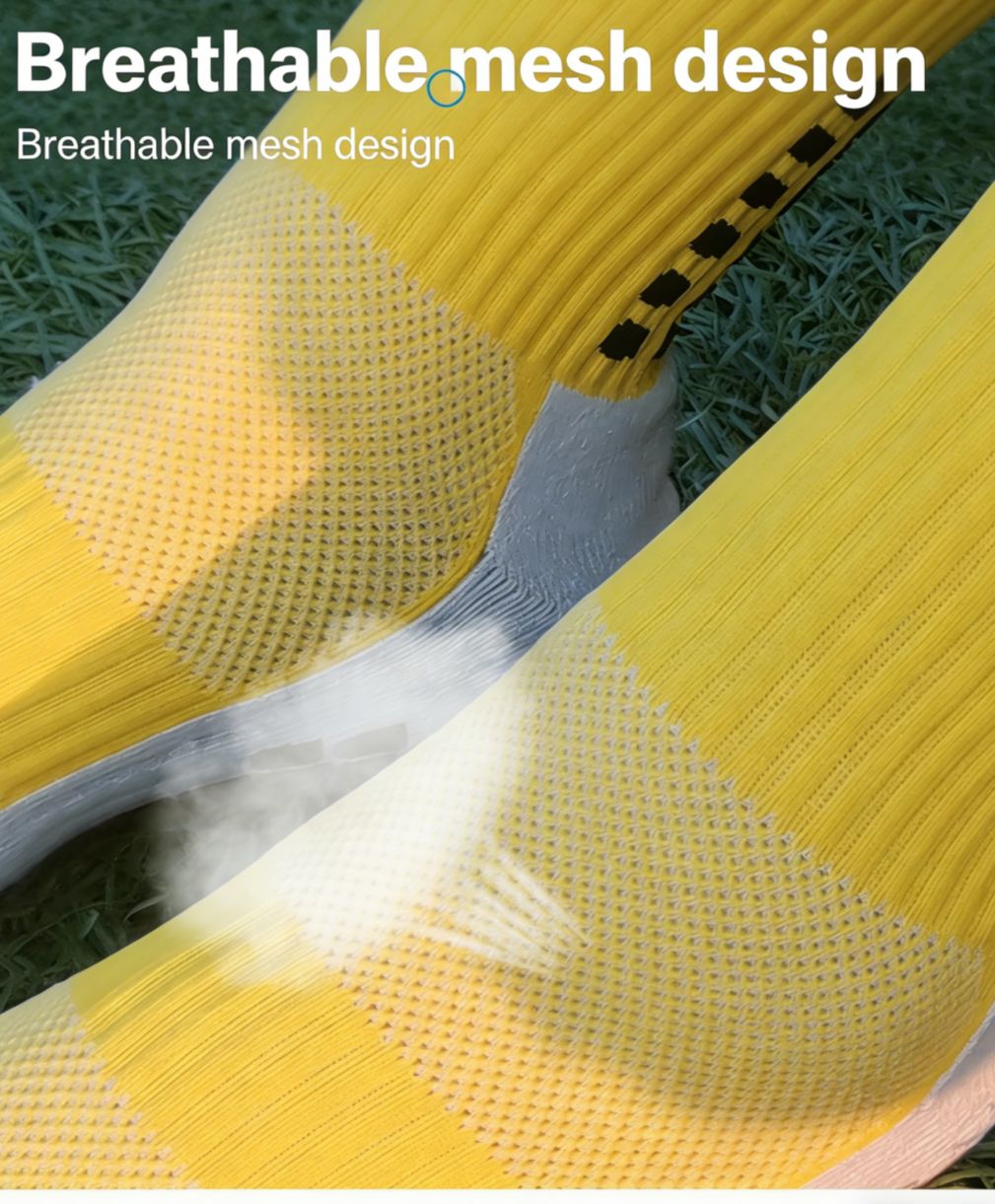 Non-Slip Grip Soccer Socks, Cushioned Mid-Calf Athletic Socks for Men, Anti-Slip Breathable Running Sports Socks with Grip for Football, Cycling, Hiking