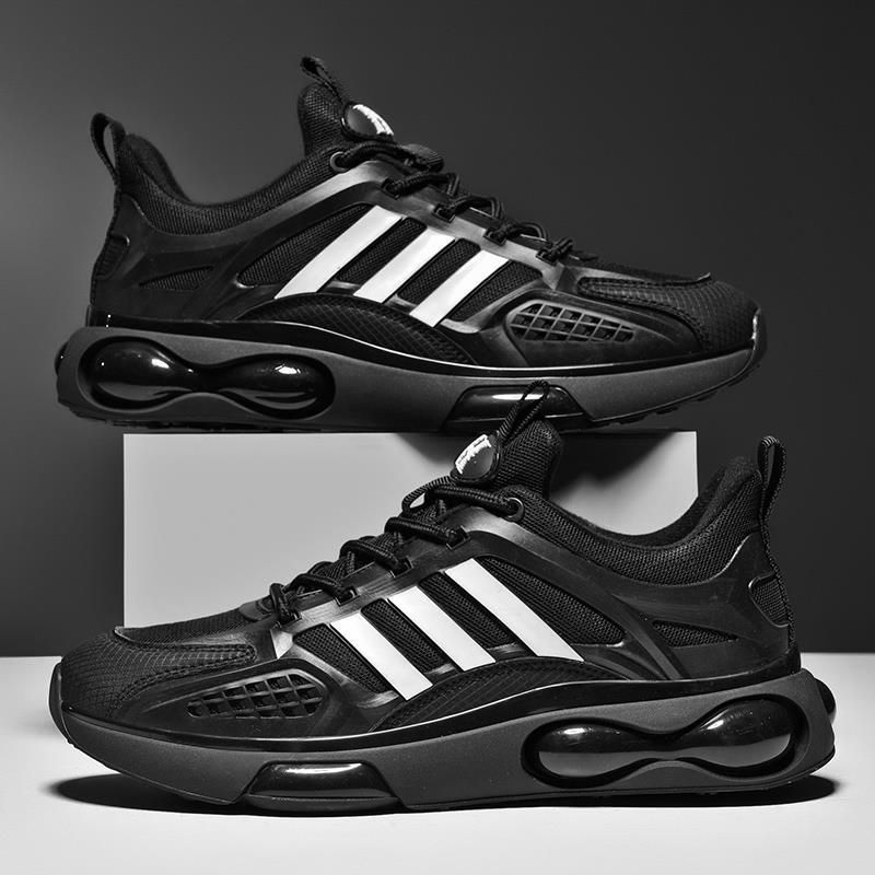 Air cushion cushioned sports shoes men 2024 classic three bars flying woven breathable men's shoes trend platform daddy shoes 273-001