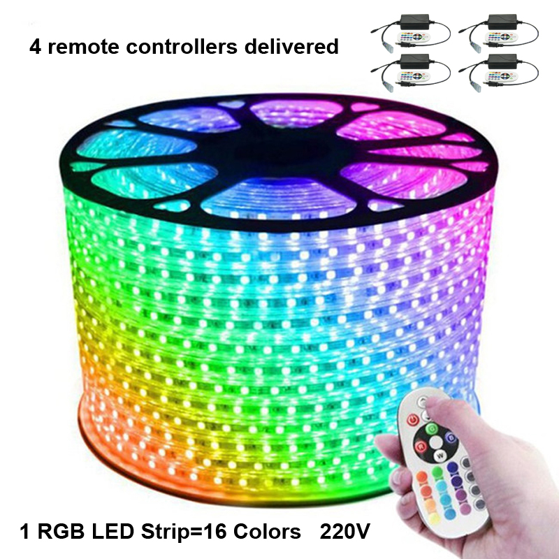 Leopard Cat Flexible 100M/volume LED RGB Rope Light Strip, Multi Color Changing 60PCS SMD 5050 LEDs, 220V AC, Dimmable, Waterproof, Indoor / Outdoor Rope Lighting + Remote Controller -100M roll IP67 Waterproof RGB Dual Color Rope lighting