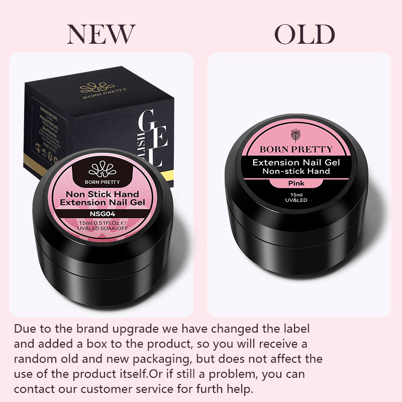 56021 BORN PRETTY 15ML Non Stick Hand Solid Extension Nail Gel Clear Nude Pink Extension Gel Rhinestone Glue Gel Easy to Operate