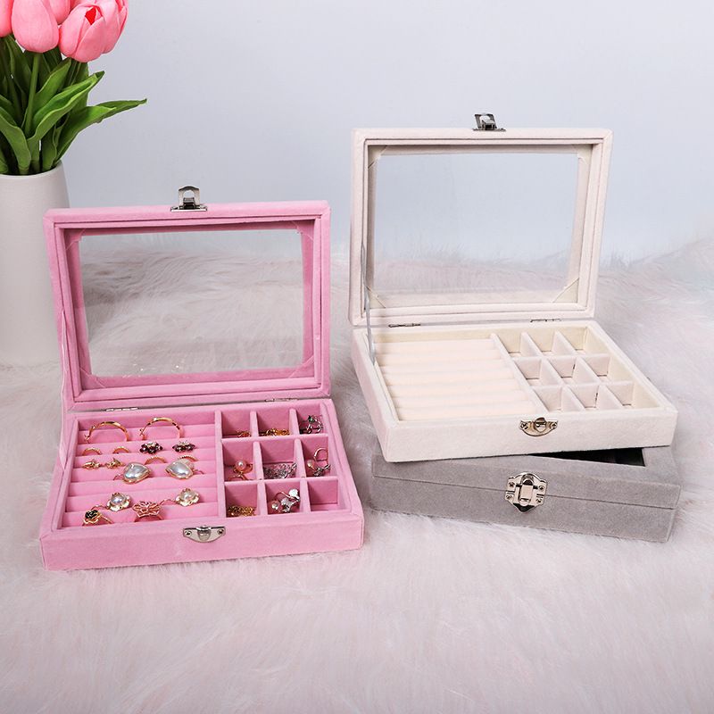 h002 Small Jewelry Accessories Storage Box Necklace Earrings Jewelry Packaging Box with PVC Window