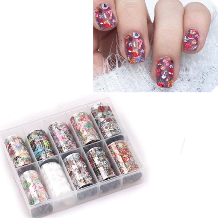 Colorful Nail Art Stickers Fashion Creative Nail Stickers Decorations 10Pcs/Box for Fingernails 