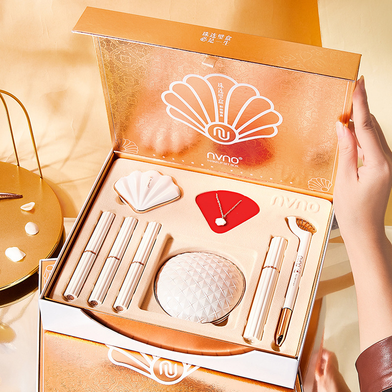 NVNO Beads Wall Box Makeup Set Gift Box Holiday Gift Eyeshadow Lipstick Eight-piece Makeup Set