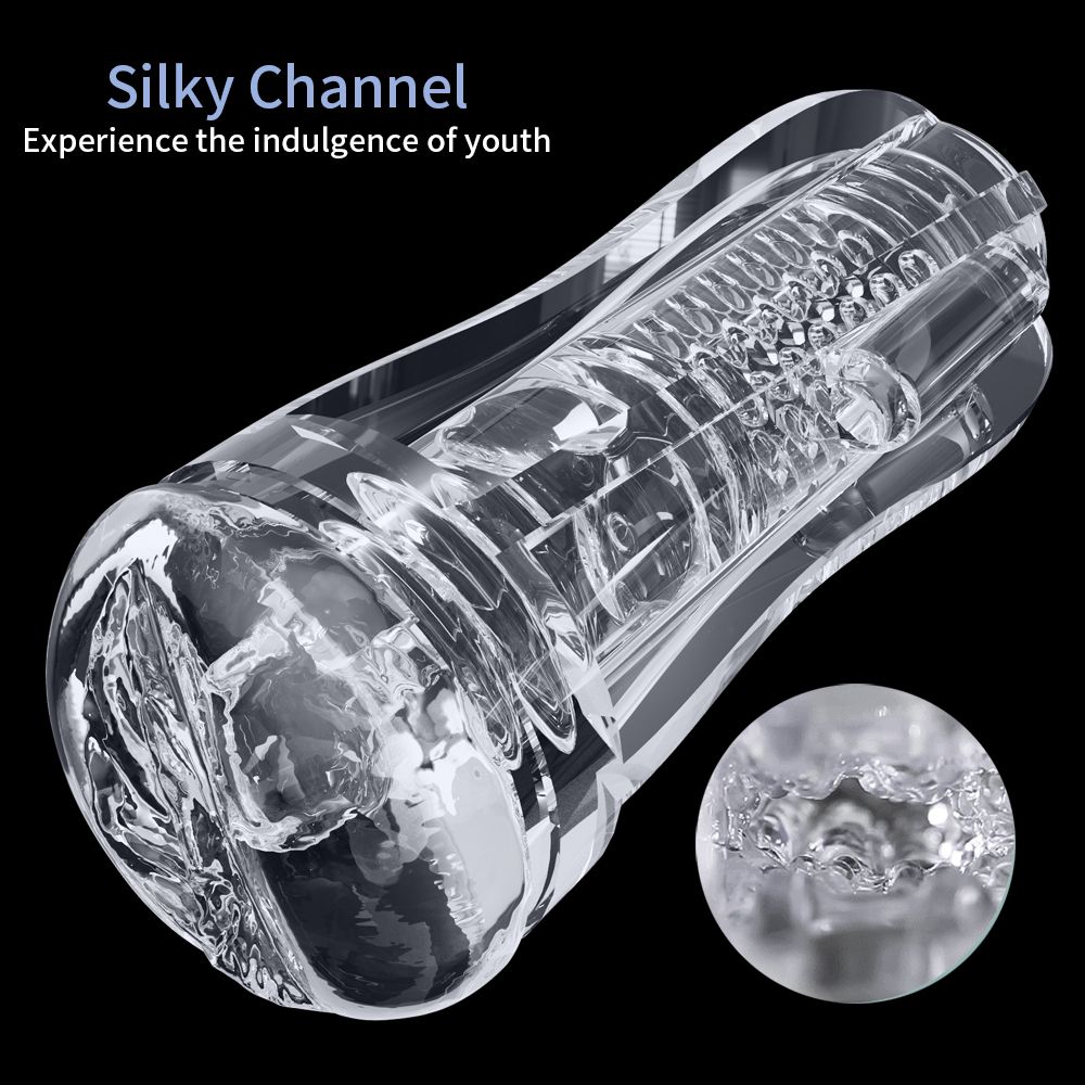 YY715 Manual/Automatic Sucking Extrusion Male Masturbators, Portable Transparent Pocket Pussy Stroker with Vagina Textured Blowjob Sex Toys Penis TPE Masturbation Sleeve for Men