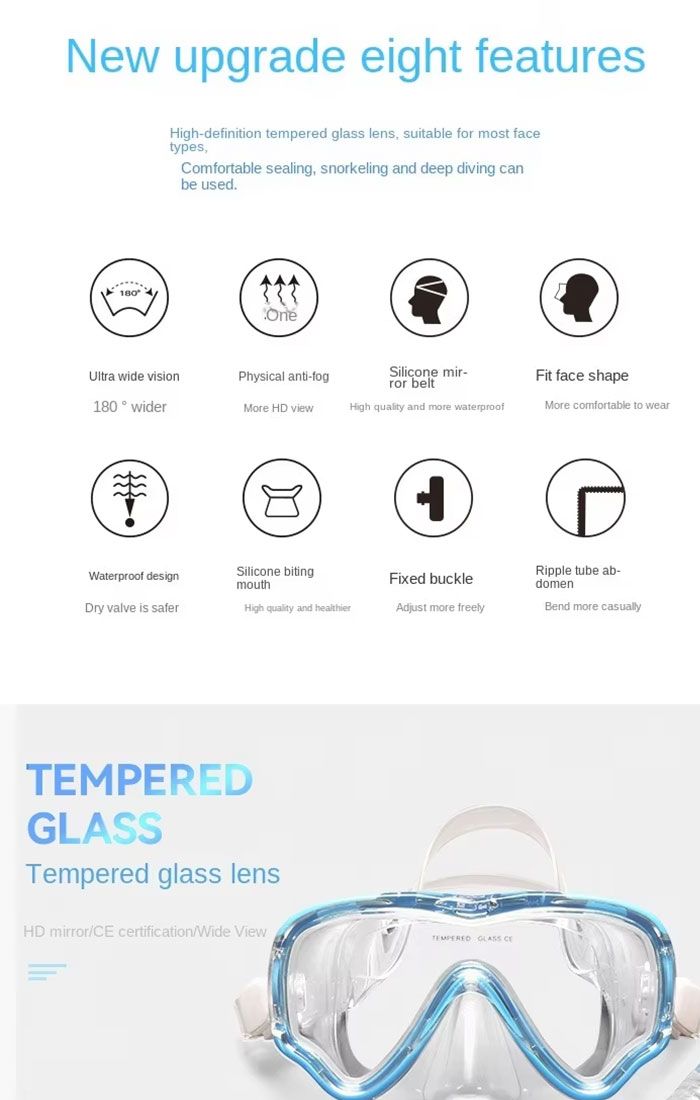 AUNONT Spearfishing Mask Snorkel Set Diving Equipment Swim Mask Snorkel Swimming Diving Set Water Sports New Swimming Gear