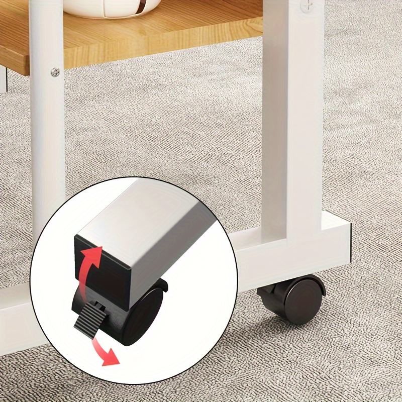 Small Standing Desk Mobile Portable Rolling Laptop PC Table on Wheels Adjustable Height Computer Workstation for Home Office, 30 Inch, Modern White