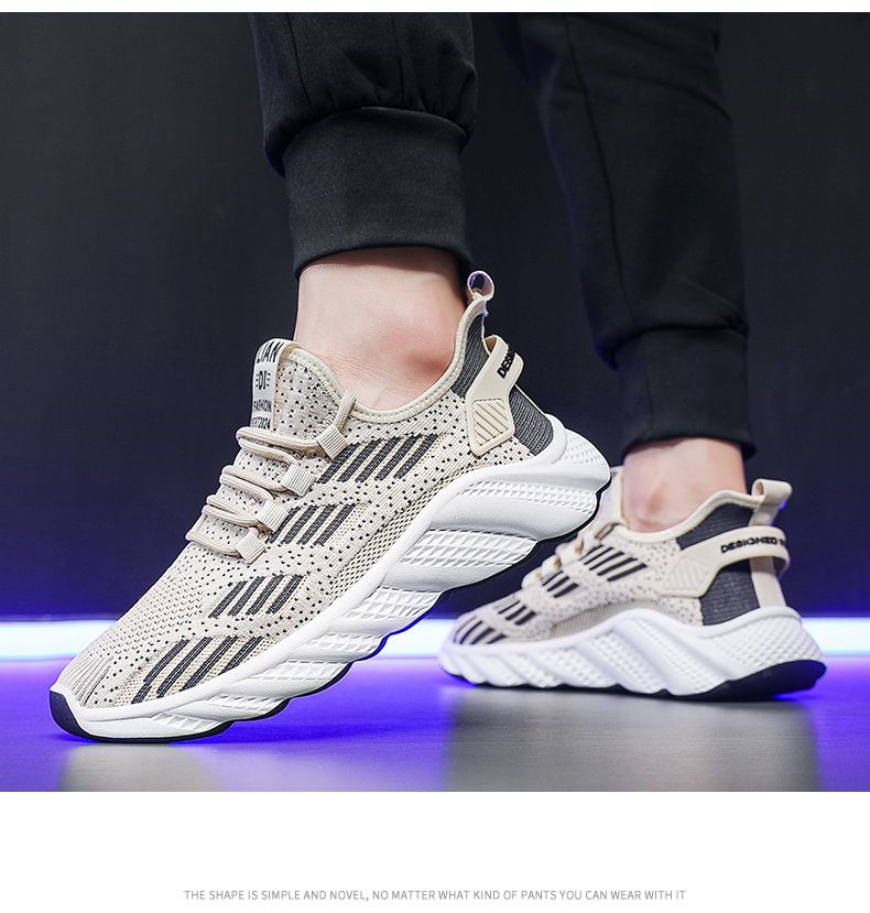 2024 autumn new breathable men's sneakers mesh men's shoes casual shoes men's fashion flying woven running shoes AD128
