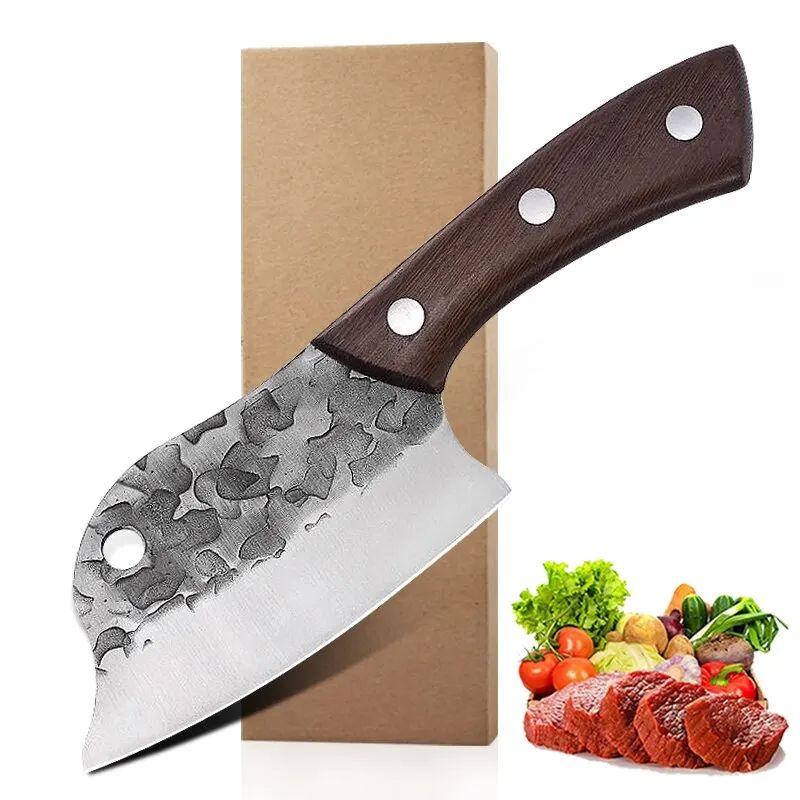 Meat Cleaver Hand Forged Full Tang Kitchen Knife Ultra Sharp Chef Knife Boning Knife Butcher Knife for Kitchen Outdoor BBQ