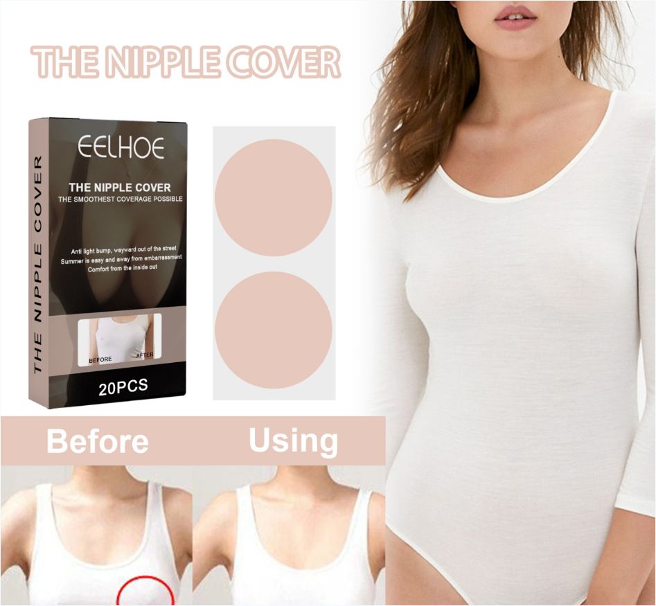 Invisible Boobs Tape 10 Pair Disposable Round Nipple Cover, Push up Boobs A to DD Cup Adhesive Bra