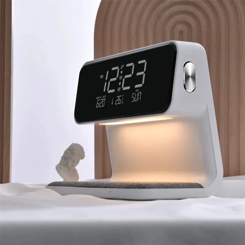 Wireless Charging LCD Alarm Clock Creative 3 in 1 Bedside Lamp Wireless Phone Charger (For Iphone)
