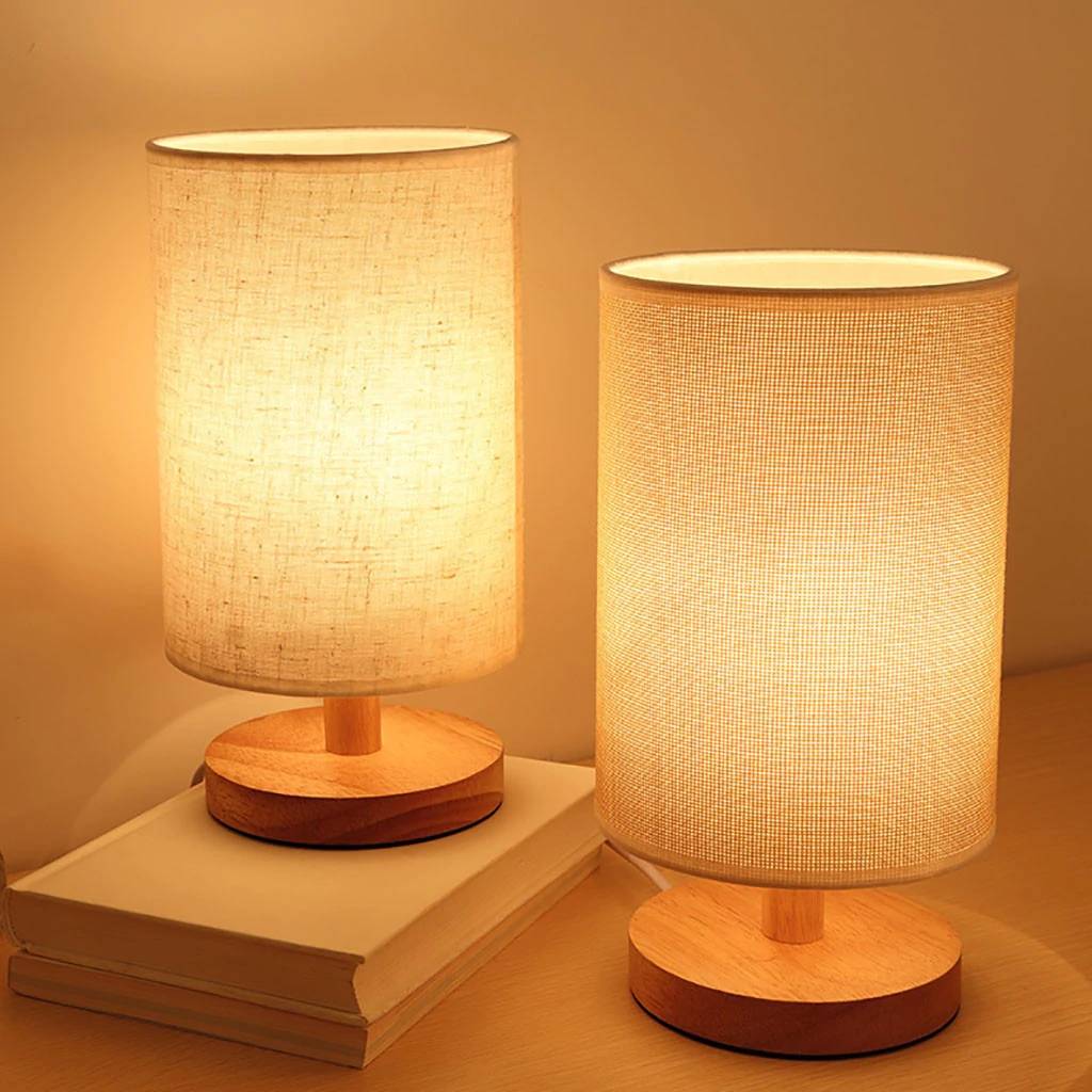 Usb Plug Bedside Lamp Night Light Warm Wood Table Lamp Desk Reading Light Nordic Bedroom LED Bedside Night Lights Lamps