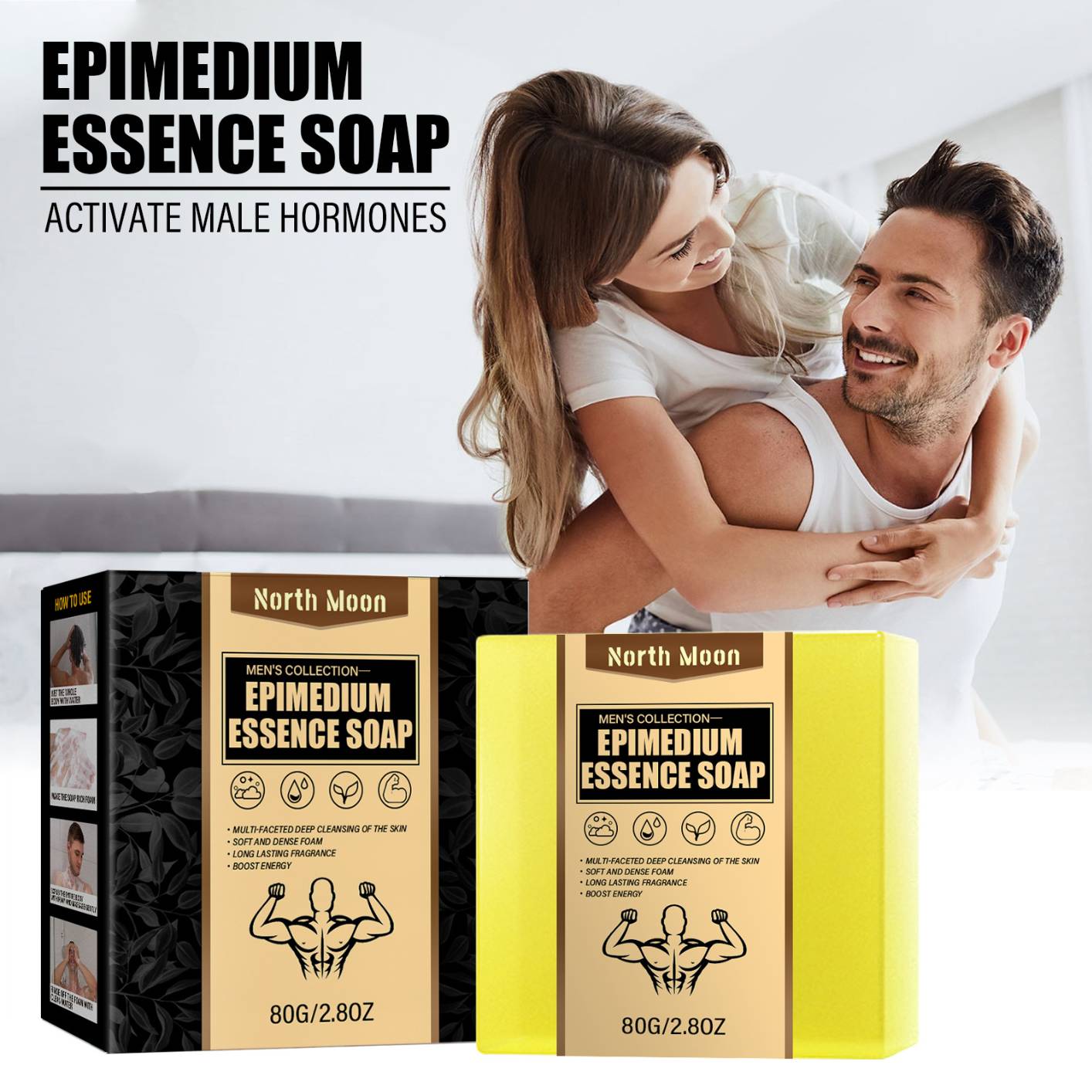 Epimedium Essence Soap, Men's Intimate Soap, All Natural Bar Soap for Men, Sexual Function Enhancement Bath Body Soap