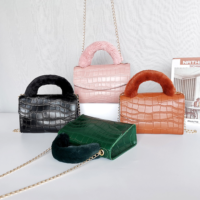 Women Bags Ladies Bag Female Crocodile Pattern Handbag Fashion Solid Color Women Shoulder Bag Brand Tote Plush Handle Wallets