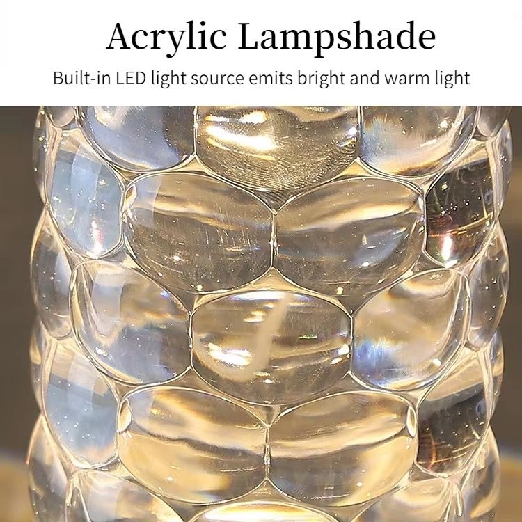 USB rechargeable water drop shape crystal table lamp bedroom dining table touch acrylic warm romantic atmosphere night light