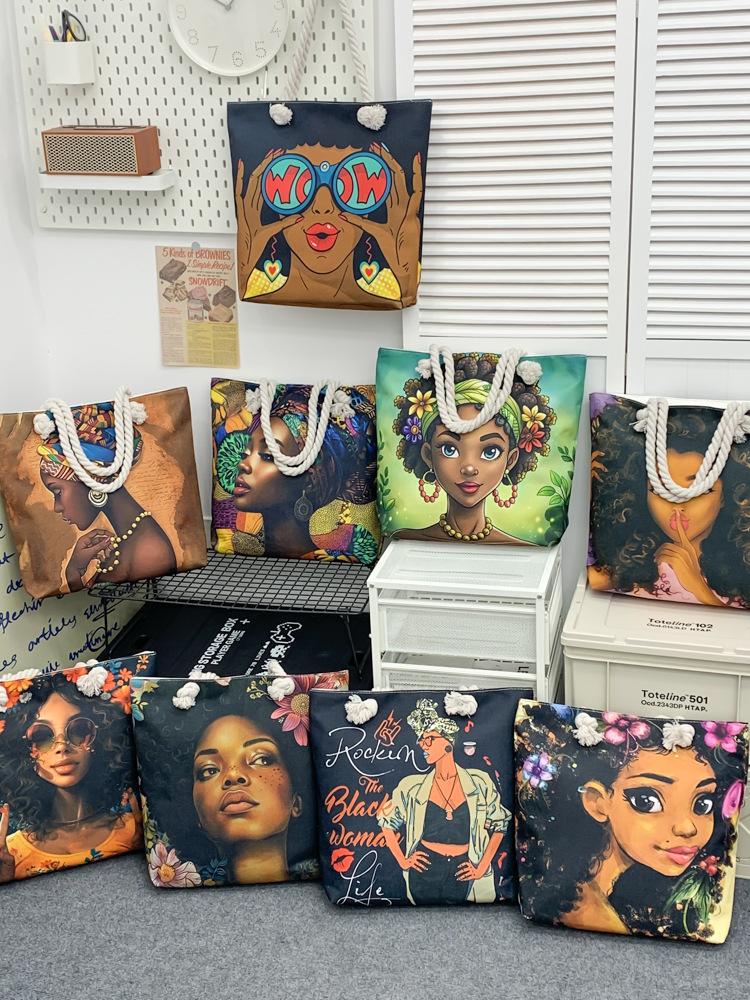 Miss DG Painting hand bag Cartoon canvas bag Large capacity  Beauty Tote bag Shopping shoulder bag