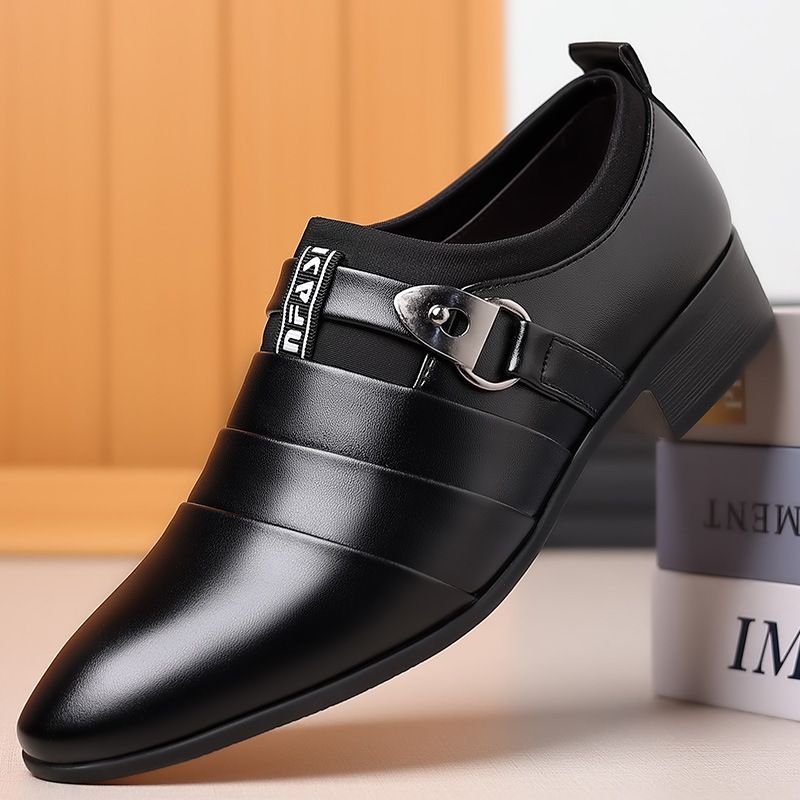 2024 new leather shoes men's business formal shoes Korean men's shoes large size pointed head casual shoes 9909