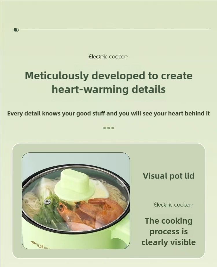 XIAXIN multifunctional electric cooking pot with steamer, portable cookware,stew,boil,saute,fry,steam,1.8L