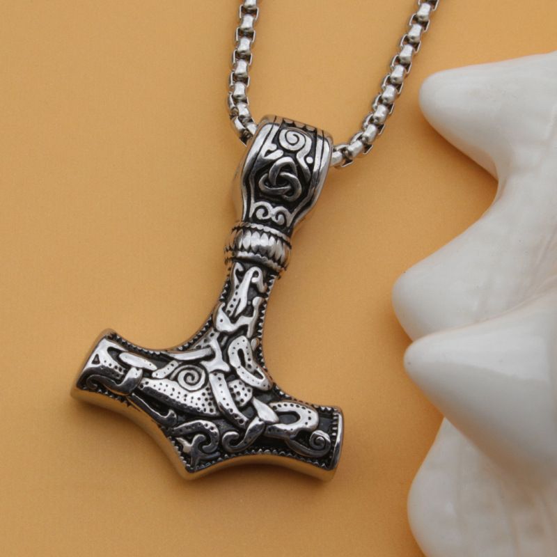 Necklace Personalized and Creative Titanium Steel Thor's Hammer Necklace Stainless Steel Jewelry CRRSHOP free shipping pendant necklace 60cm titanium steel chain