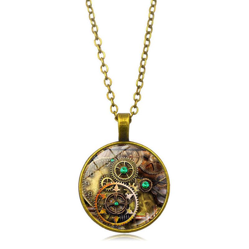 Mechanical Time Gemstone Pendant Necklace CRRSHOP free shippingpendant+chain # 06