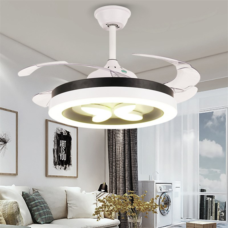 OUFULA Ceiling Fan Light Invisible Lamp With Remote Control Modern Simple LED For Home Living Room Bedroom