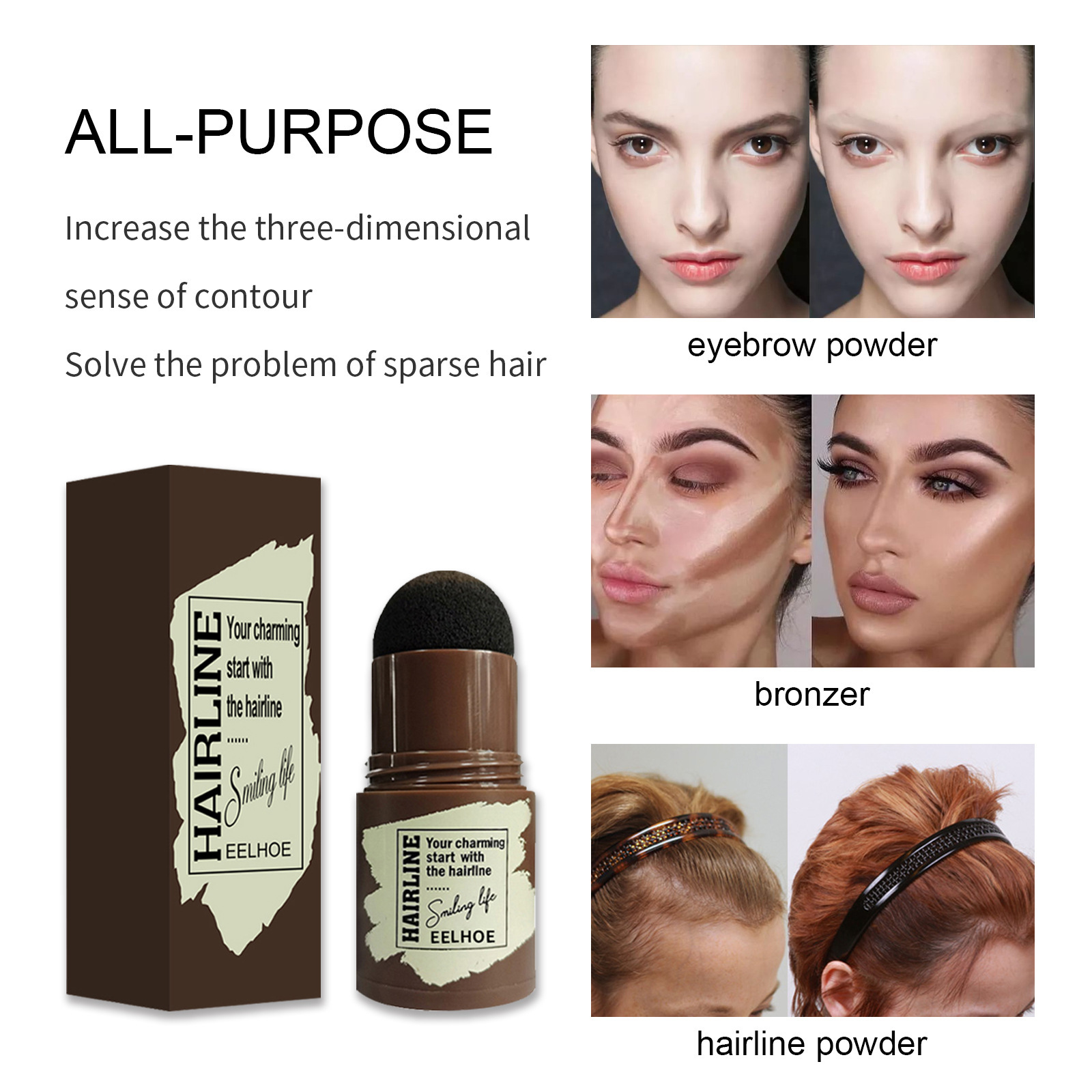  EyeBrow Stamp Shaping Kit Eyebrow Stencils Waterproof Long Stick Shape Stamp Brow Lasting Natural Contouring Makeup Kit 