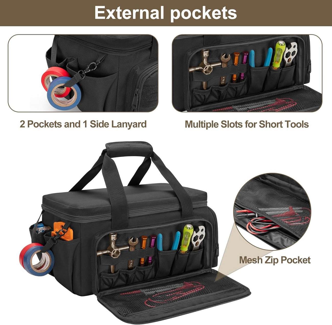 Men Portable Tool Storage Bag, Multifunctional Handheld Hardware Organizer Pouch, Handicraft & Maintenance Work Tool Carry Bag
