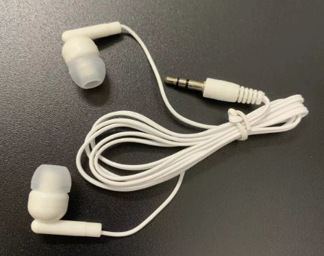 Ear Headphones Wired Basic Student Earbuds No Microphone with 3.5MM Jack for Kids Class Laptop School Library, Individually Bagged white & black