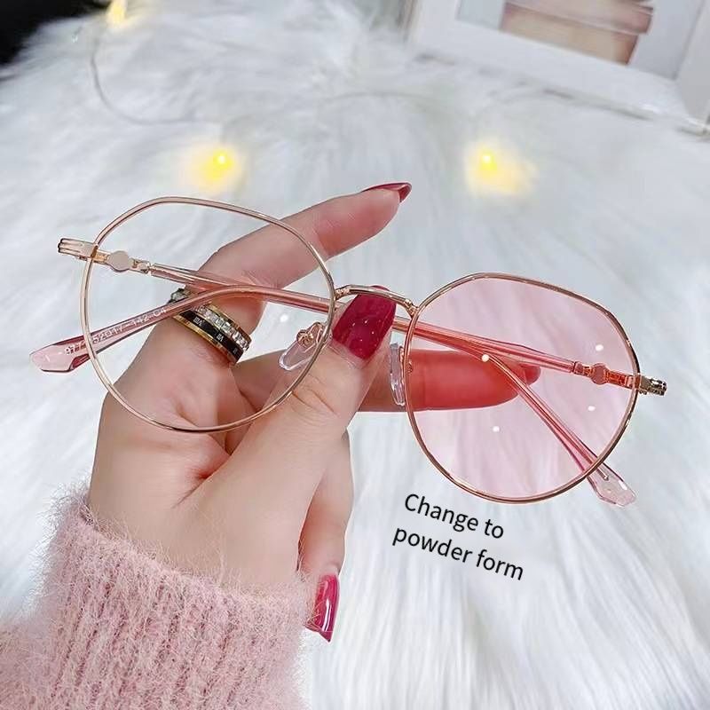2026 New Photochromic Glasses Anti Blue Light Eyeglasses Fashion Ultra-light Metal Frame Trendy Casual Flat Lens Glasses for Men Women Daily Outdoor