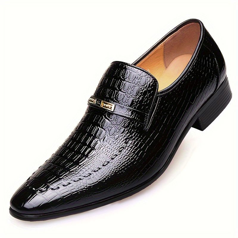 Men's Crocodile Patterned Imitation Leather Shoes Large Size Low Cut Men's Casual Shoes Embossed Leather Shoes