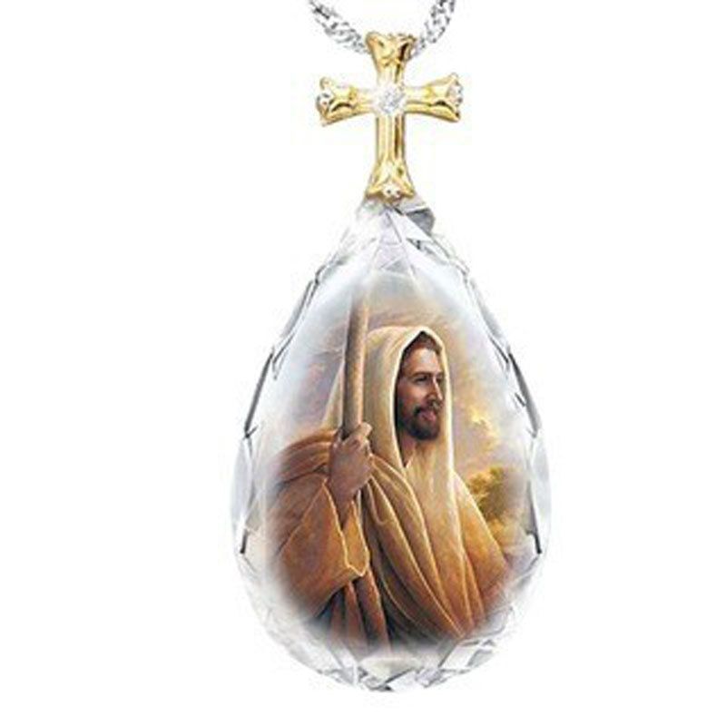 Necklace Jesus Avatar Droplet Pendant Necklace CRRSHOP Virgin Mary pendant crystal cross necklace