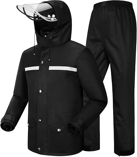 Rain Suit Waterproof Jacket and Trouser Suit Raincoat for Men and Women Outdoor All-Sport Breathable Anti-storm, XXXL fit 180CM 80KG