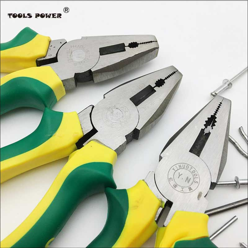 Tool power 8"/200MM Electrician Plier Wire Cable Cutter Scissors Flat Nose Multi-function Tiger Plier Letter Handle Alloy Steel Manual Tool