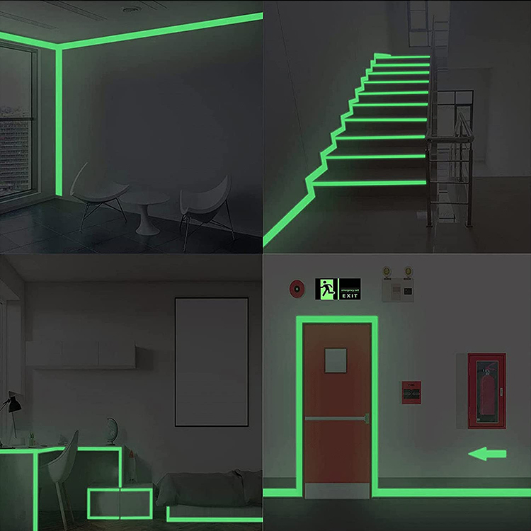 2Pcs Glow in The Dark Tape, 3m Length x 1.5cm Width, Removable Photoluminescent Luminous Tape Sticker, Wall Stairs Steps Glow in Dark Safety Duct Fluorescent Tape for Home, Office