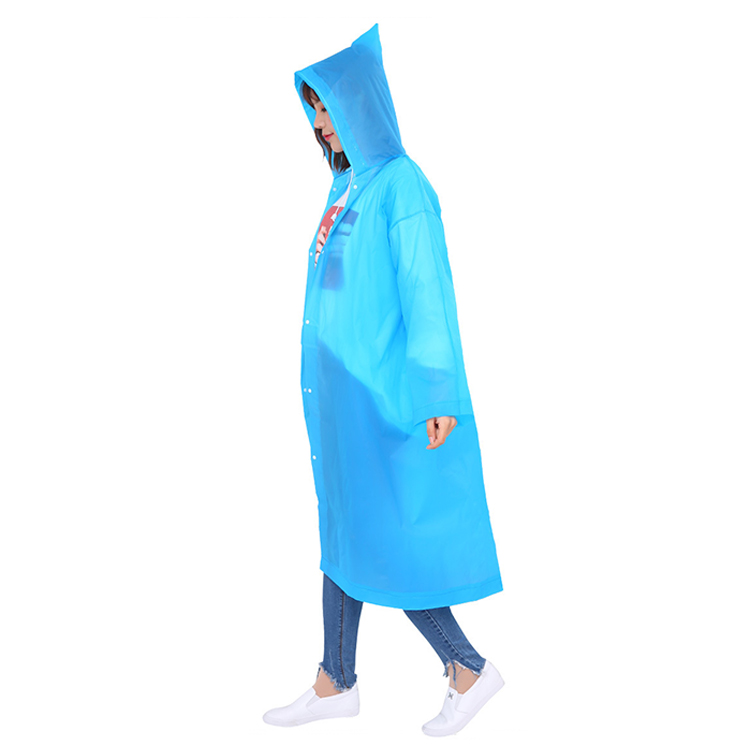 EVA Reusable Raincoat Rain Ponchos with Hood and Elastic Cuff Sleeves for Adults, Size 140 cm x 70 cm