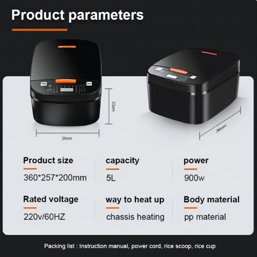 5L -900W high-strength pressure cooker Electric Digital Multifunctional Rice Cooker
