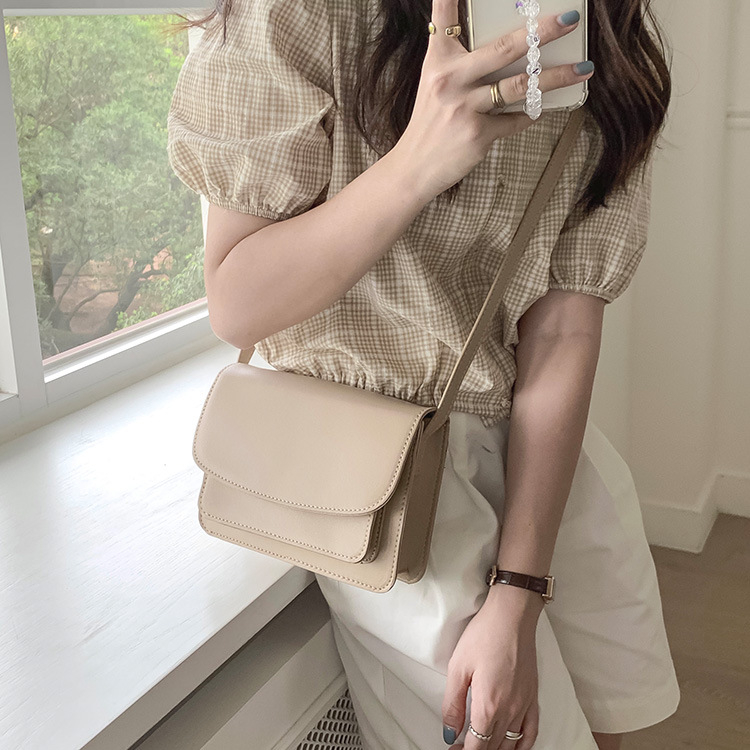8801 Women's New Versatile Solid Color Crossbody Bag Retro Adjustable Shoulder Strap Small Square Bag