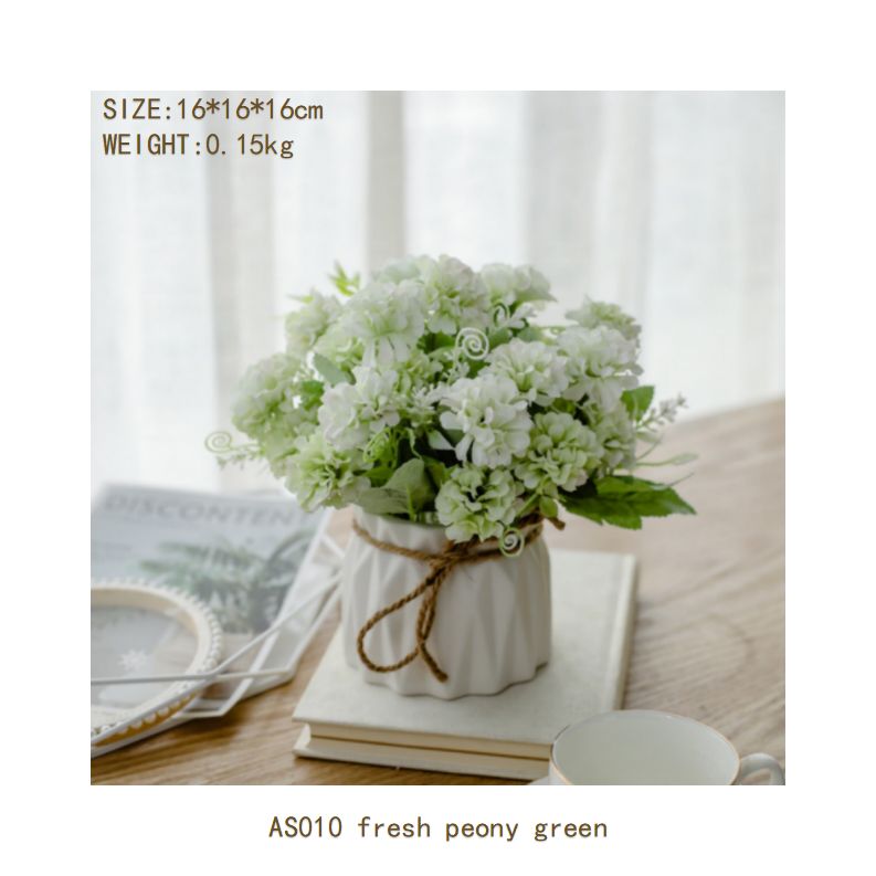 Fresh peony flower set ceramic hemp rope vase artificial flower silk flower pastoral floral ornaments living room dining room dining table hotel wedding church venue funeral ceiling road layout home decoration flower arrangement holding flowers photo props flowerpot