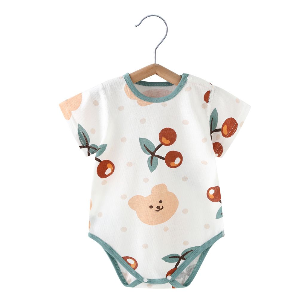 Baby Short Sleeve Romper, Cute Yellow Duck Print Bodysuit, Breathable Cotton Onesies for Newborn Infant Toddler, Sizes 59-90cm, Single Pack, Soft Casual Jumpsuit for Boys Girls
