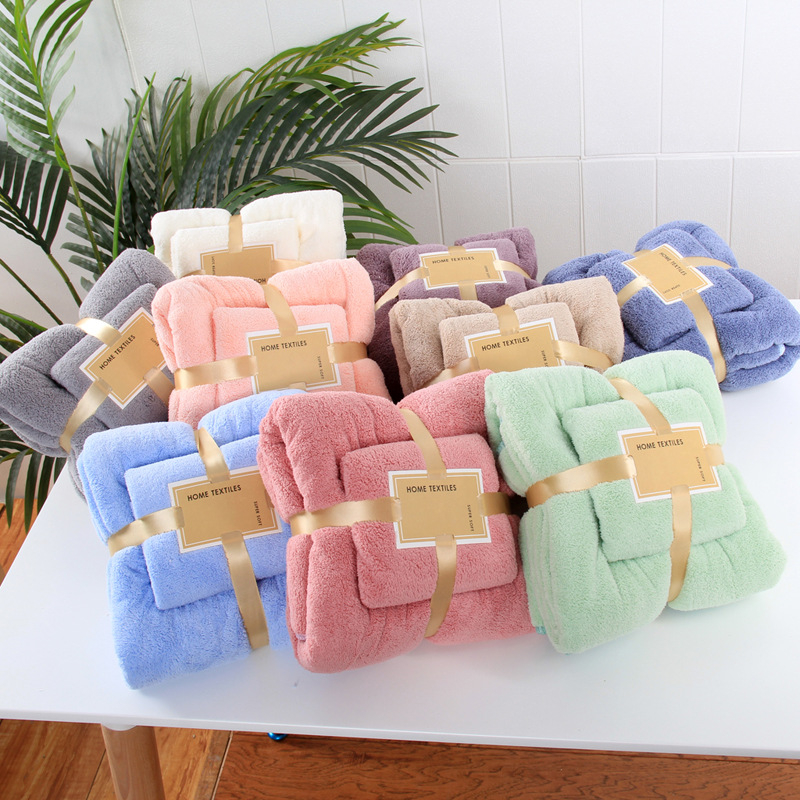 Coral Fleece Absorbent Hair Swimming Face Hand Bath Towel Sets Microfibre Towels Bathroom Towels Microfiber Set
