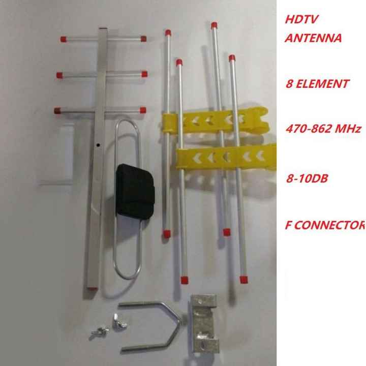 AUNONT European and American outdoor TV antenna, five-unit Yagi antenna with reflection network, high-definition digital TV program reception, free 13-meter wire