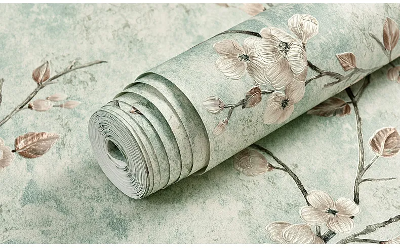 Green 3d Floral Embossed Wallpaper Living Room Bedroom Home Decor Wall Paper Roll Wedding Room Wall Covering Solid Flower Murals