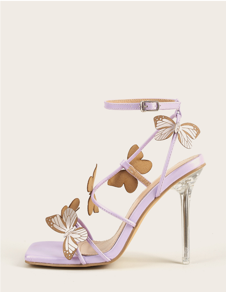 LZ-73 Women's Butterfly Applique Stiletto Heeled Sandals