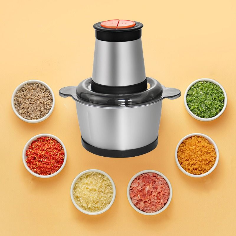 AUNONT 2 Speeds 500W Stainless Steel 2L 3L Capacity Electric Chopper Meat Grinder Mincer Food Processor Slicer Mixer Grinder