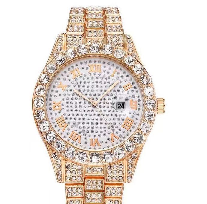 Large dial watch men's watch Roman scale steel strip men's watch Starry Sky business leisure calendar quartz watch