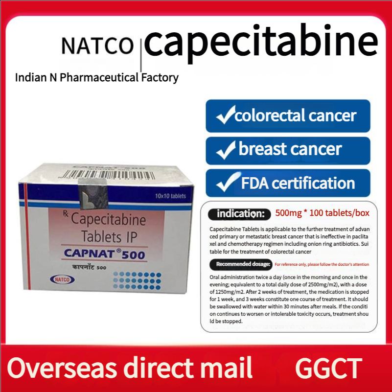 Colorectal cancer, breast cancer, FDA certified India, Natco Pharmaceuticals capnat capecitabine tablets 500mg 100 tablets/box
