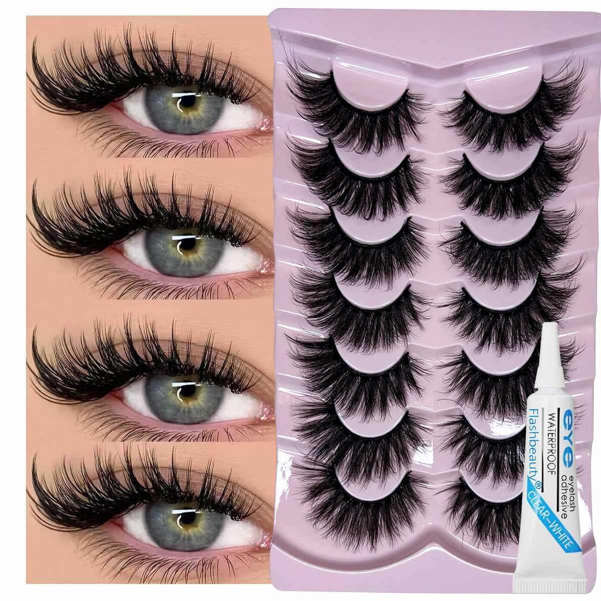 10 Pairs False Eyelashes Natural,Glue As A Gift Reusable Microfiber Fake Eyelash, Sweat-Proof Eye Lashes, Natural And Beautiful, Easy To Wear     
